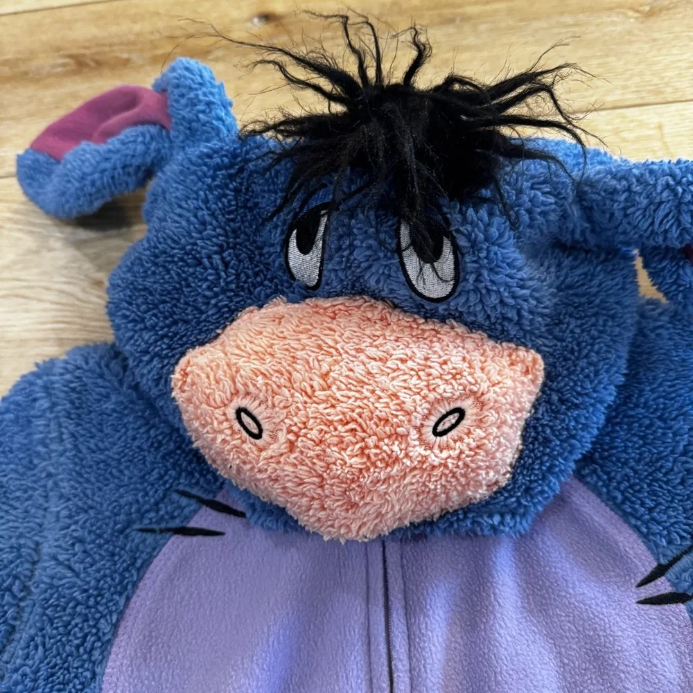 Disney adult Eeyore onesie, blue purple pink, zip closure, hood ears & tail, XS. - Picture 3 of 11